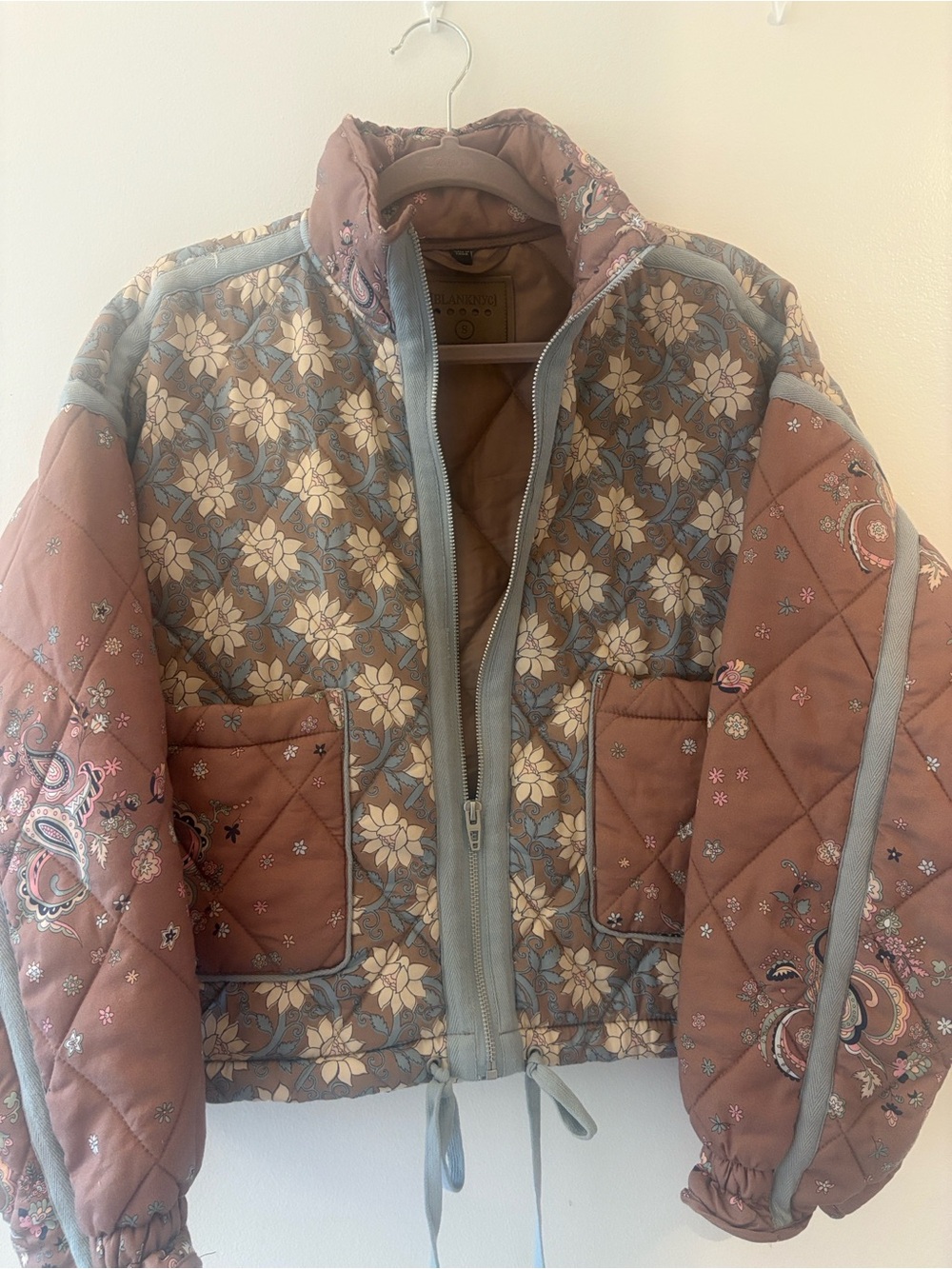 Blank NYC Quilted Floral Paisley Jacket - Dusty Rose & Taupe - Picture 4 of 9